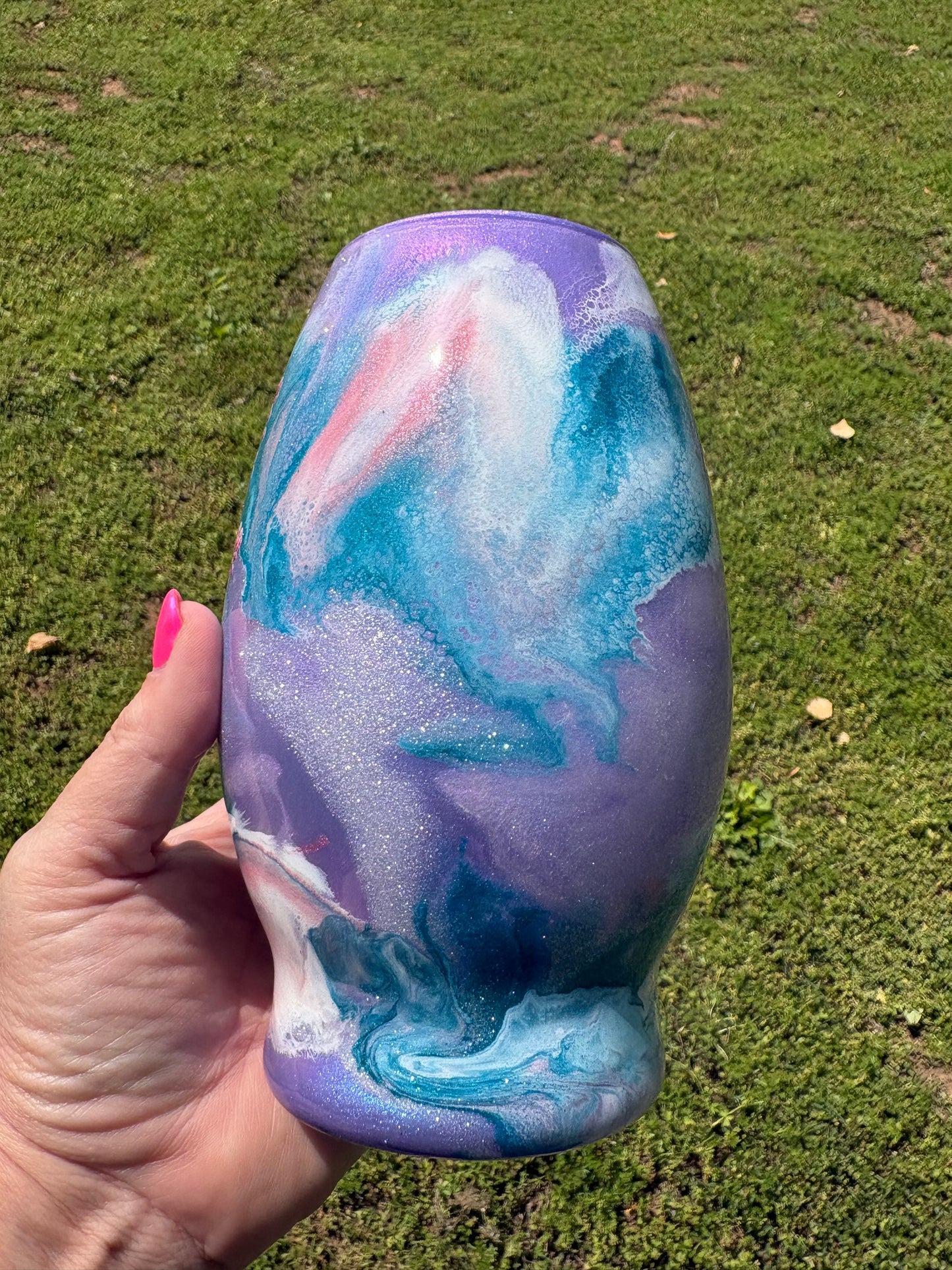 One of a Kind Handmade Decorative Vase – Lavender Dragonfly Floral Statement Piece