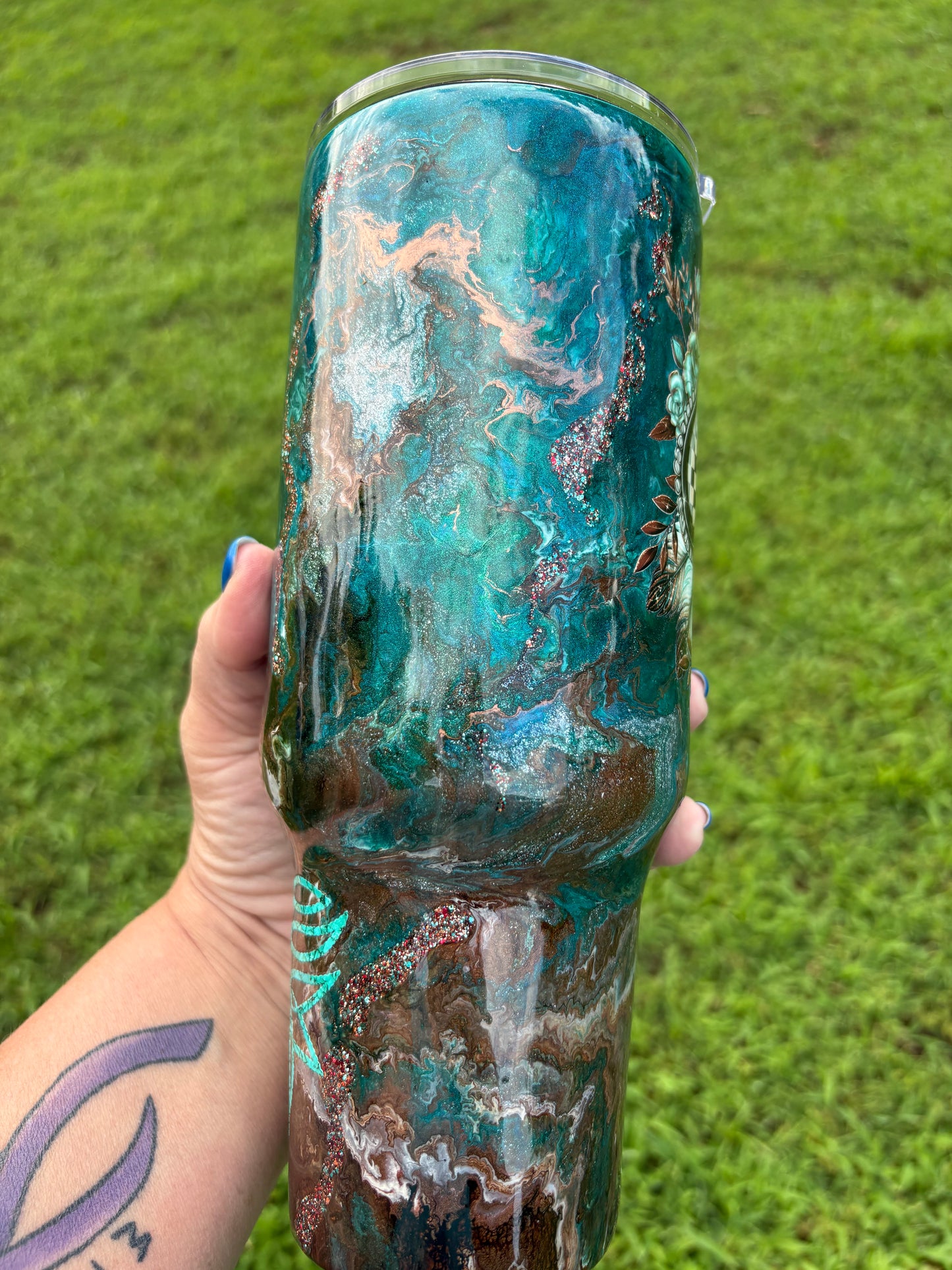 40 oz Western Spade & Turquoise Bootlace Curve Tumbler
