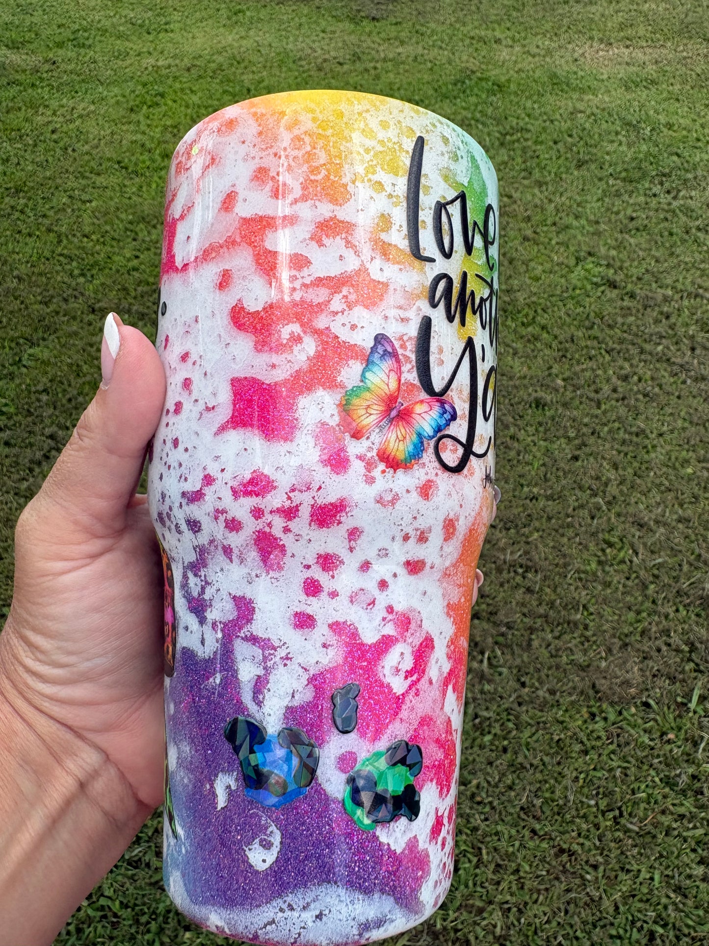 Love One Another | 30 oz Handmade Glitter Tumbler