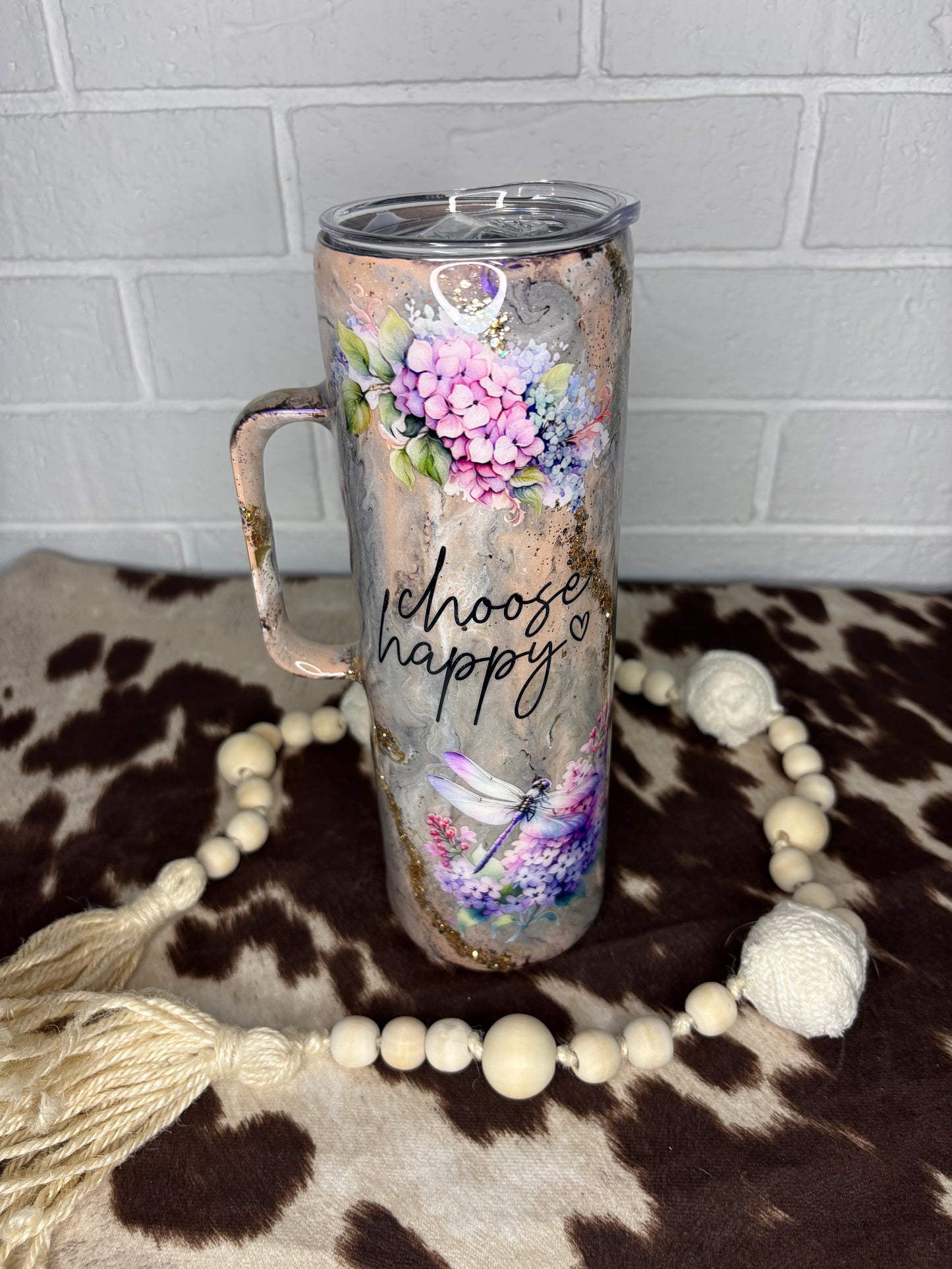 🌸 Serenity in a Cup – 30 oz Handled Tumbler 🌸