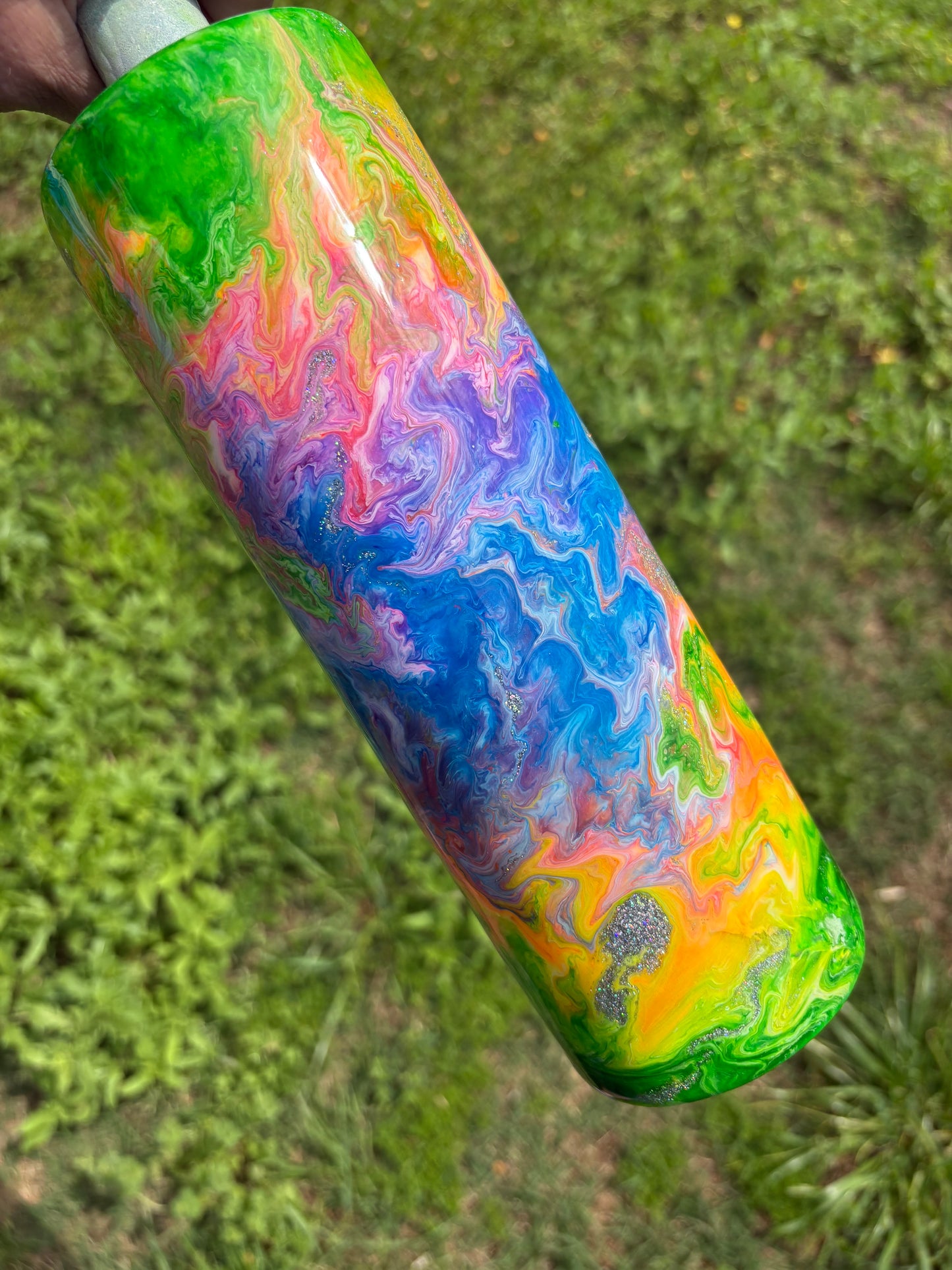 30 oz Custom Colorful Swirl Tumbler with Dual Lids