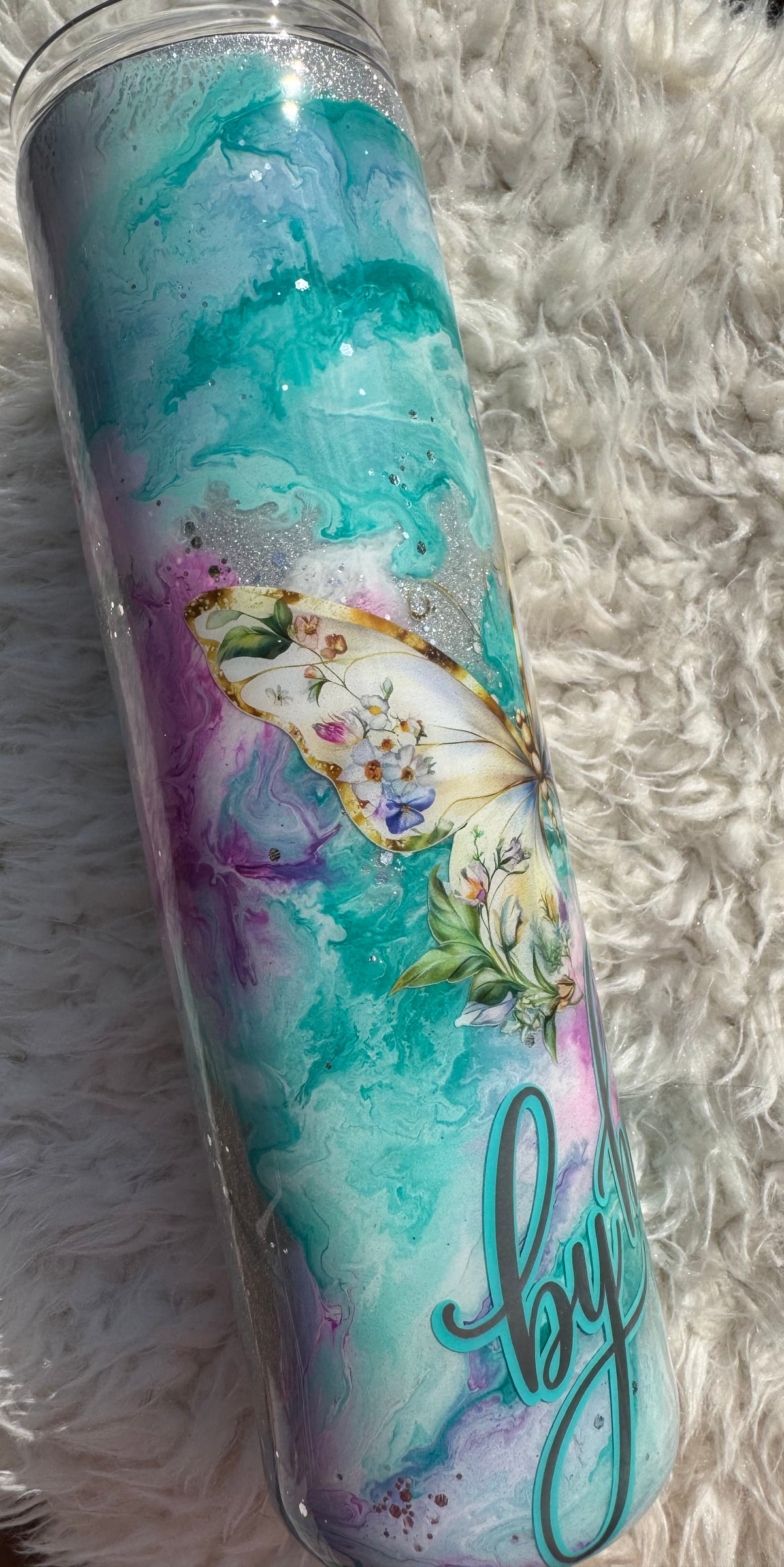 By His Grace Floral Butterfly Tumbler
