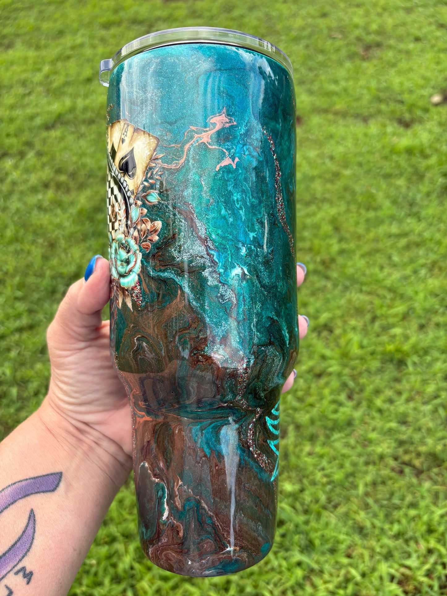 40 oz Western Spade & Turquoise Bootlace Curve Tumbler