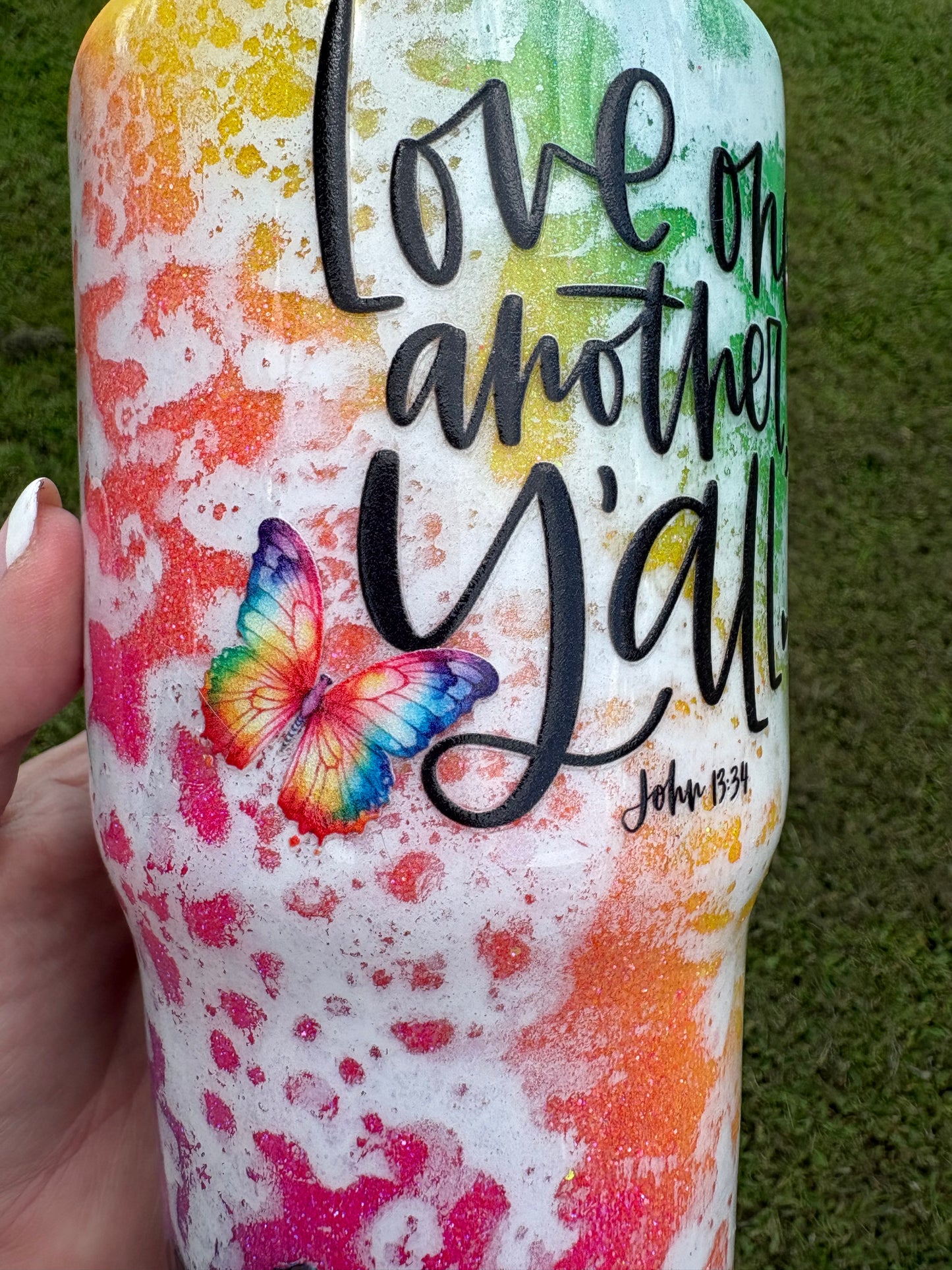 Love One Another | 30 oz Handmade Glitter Tumbler