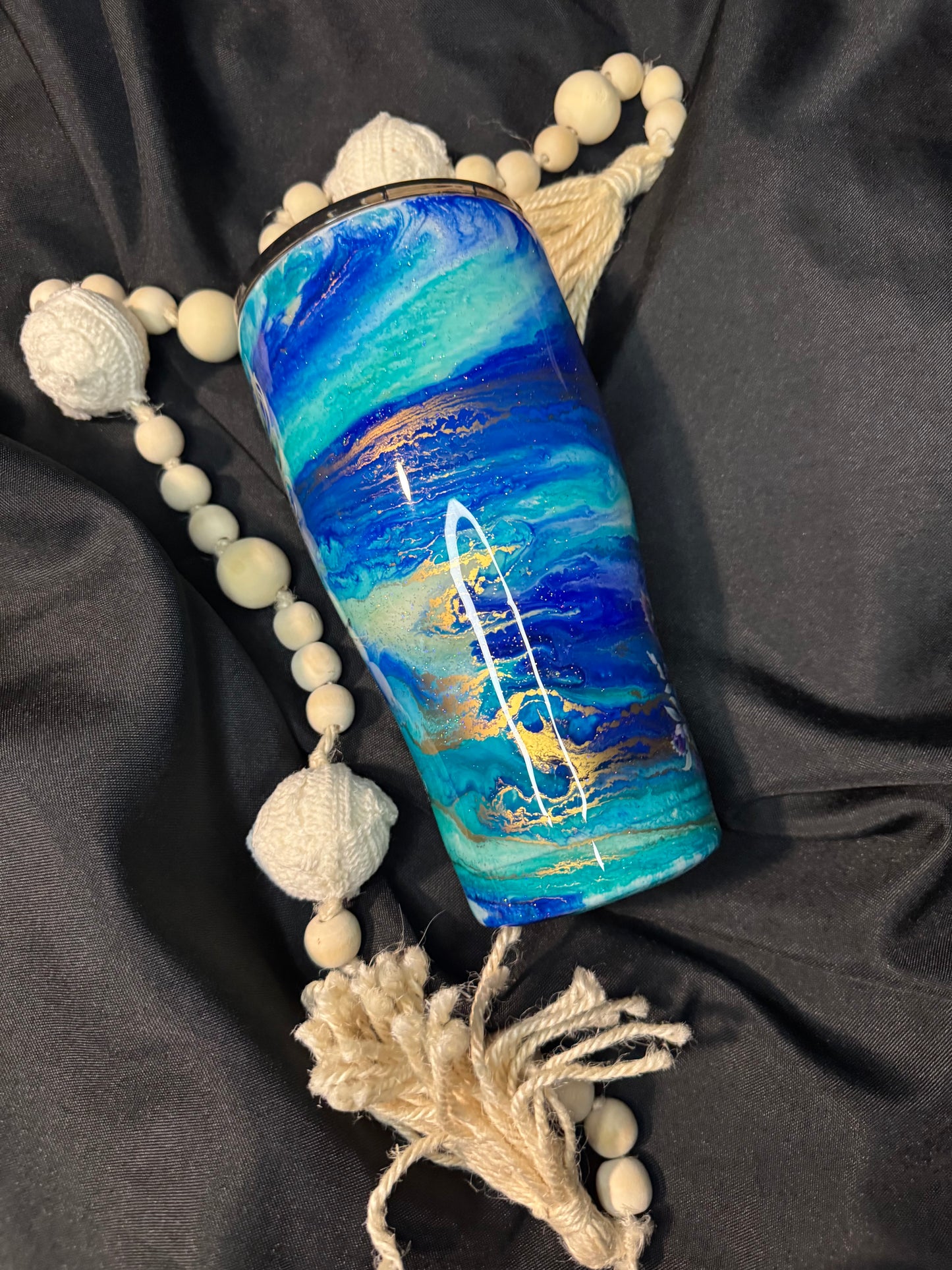 💙 30 oz Blue Jewel Ink Swirl Peacock Tumbler 💙