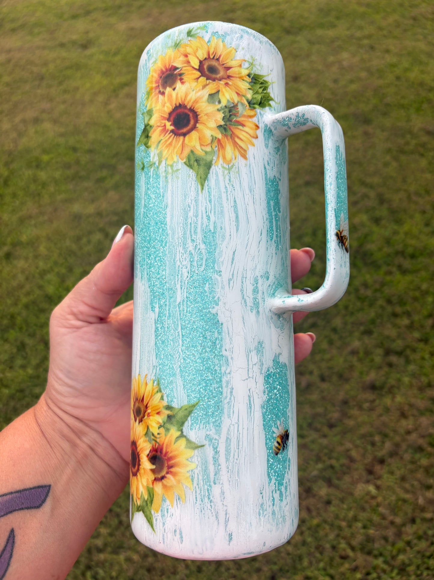 Happiness Blooms From Within | Handmade Handled Tumbler