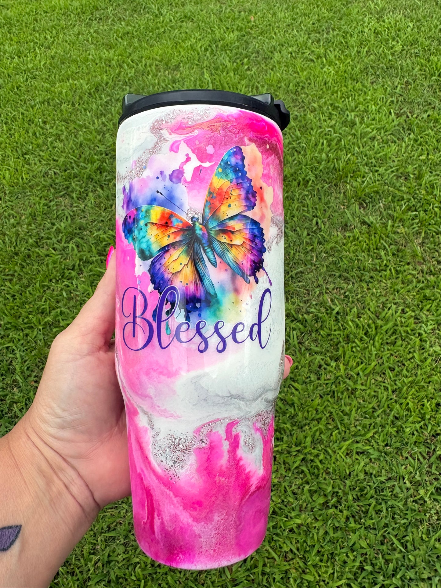 🦋 Blessed 30 oz Handled Tumbler 🦋