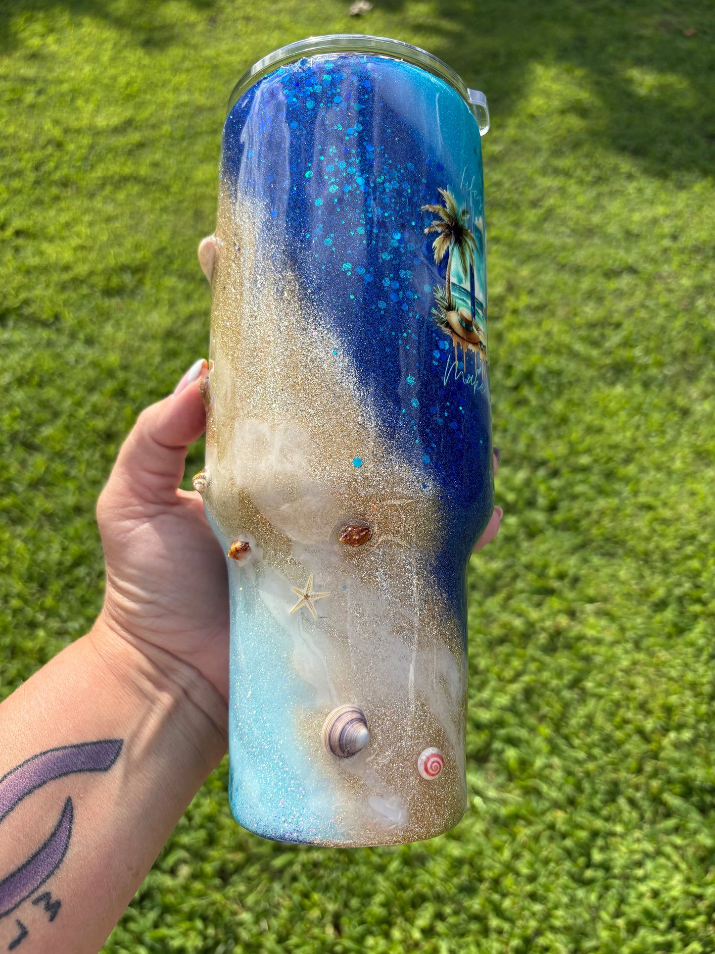 Life’s a Beach Make Some Waves – 40 oz Curved Tumbler