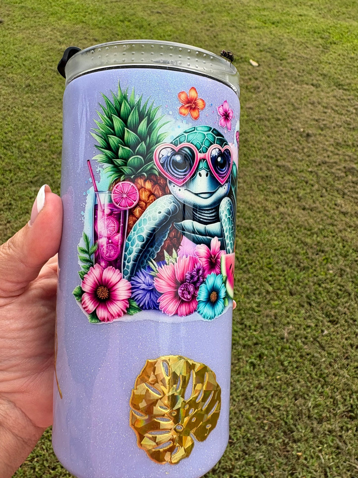 I Need Vitamin SEA Sea Turtle Skinny Tumbler | Handmade Tropical Beach Tumbler