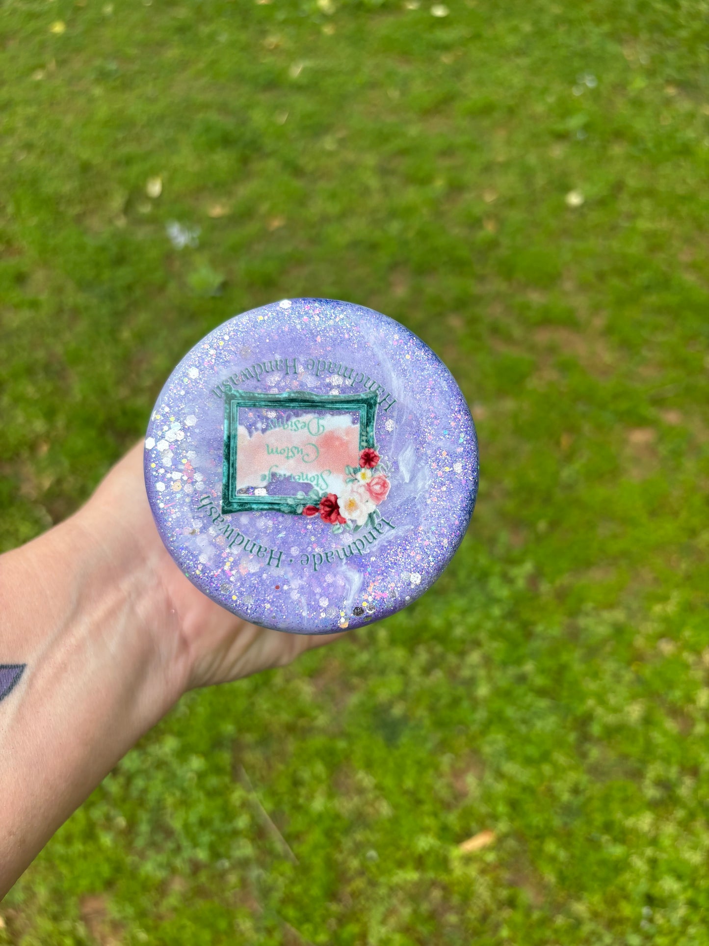 💜✨ 30 oz “Stronger Than the Storm” Wisteria Arch Milky Way Skinny Straight Tumbler ✨💜