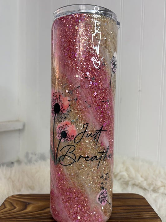 30 oz “Just Breathe” Skinny Handled Tumbler