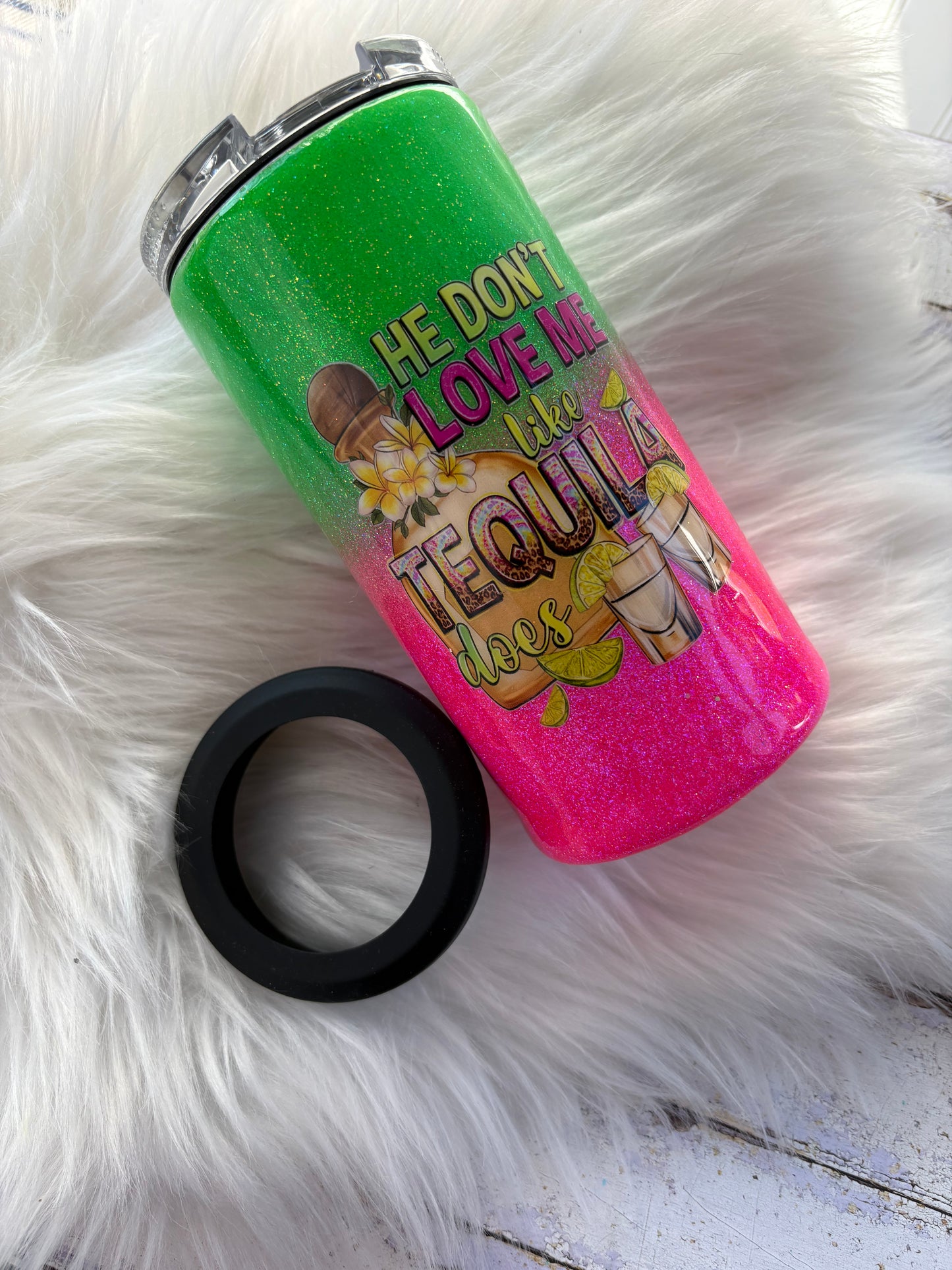 He Don’t Love Me Like Tequila Does – Glitter Cooler Tumbler