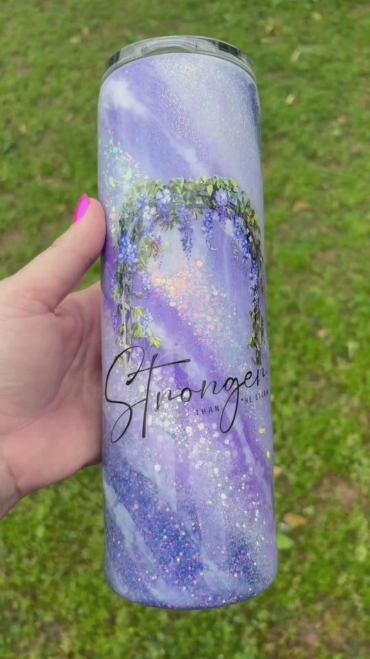 💜✨ 30 oz “Stronger Than the Storm” Wisteria Arch Milky Way Skinny Straight Tumbler ✨💜